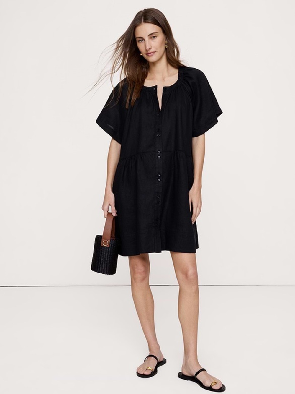 Banana Republic Black button-up Mini Dress Size XS/S Like New
